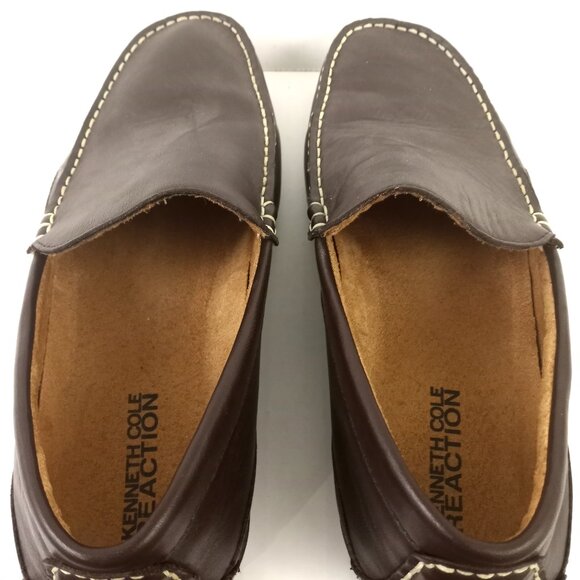 Kenneth Cole Reaction World Hold On Brown Leather Driving Moccasins Loafers - Picture 5 of 11